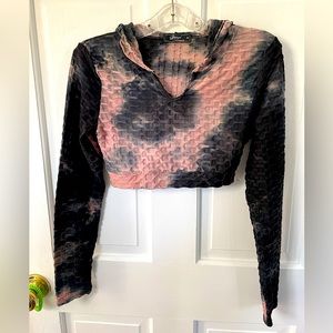 Pink and black crop top